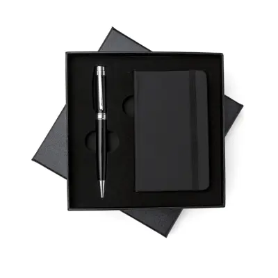 KIT CANETA E CADERNETA TIPO MOLESKINE | Canetas — Bella Criativa