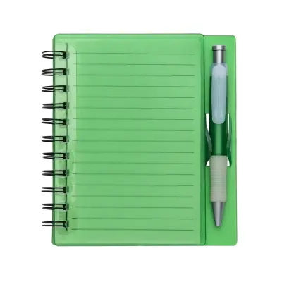 CADERNO PLÁSTICO C/ CANETA